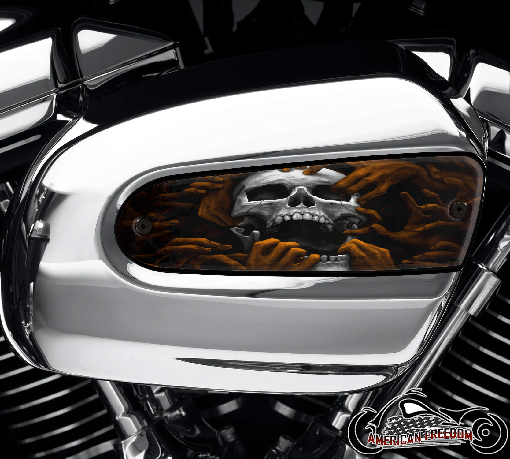Harley Davidson Wedge Air Cleaner Insert - Torn Skull Orange
